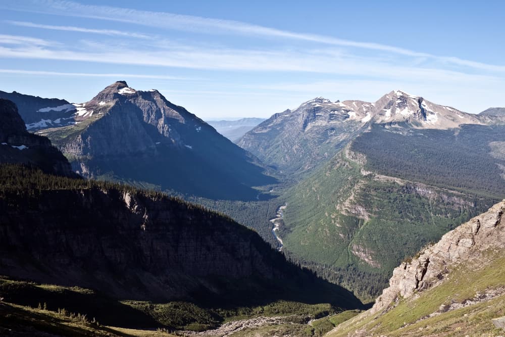 Glacier National Park mountains in Montana, symbolizing strength and stability for local contractors needing license bonds.
