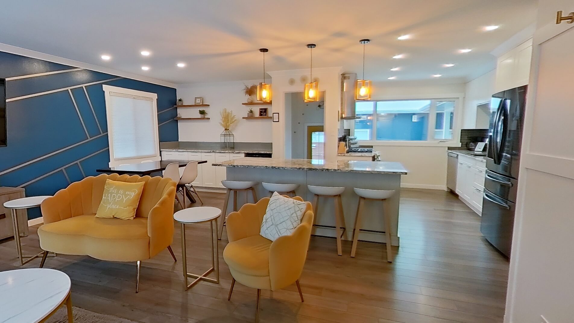 Professional real estate photo showcasing a landscaped backyard.