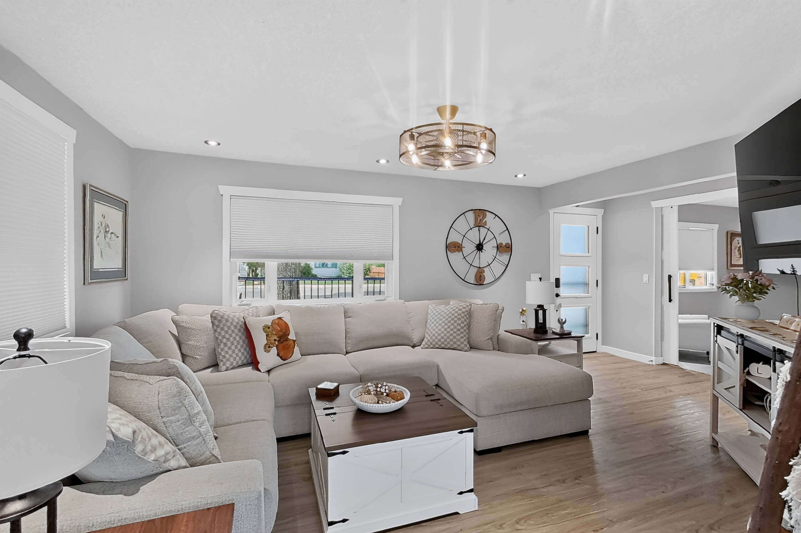 Bedroom interior staged for real estate marketing.