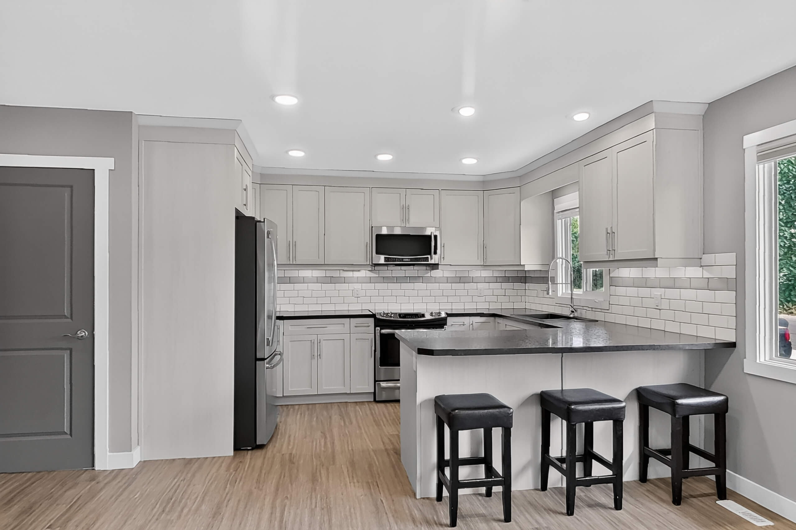Bedroom interior staged for real estate marketing.