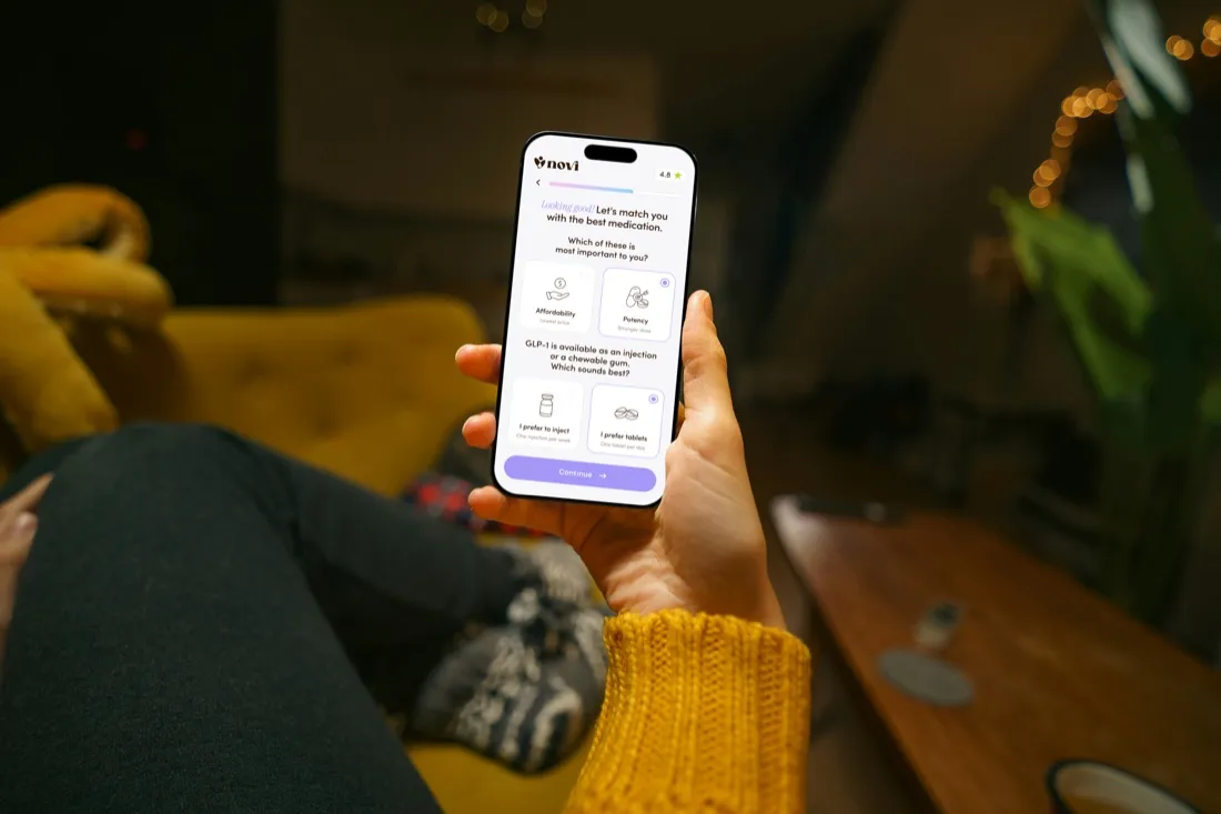 Novi online portal on a phone