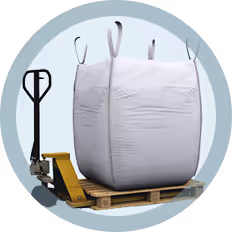 2000 lb bag of rice in a push cart