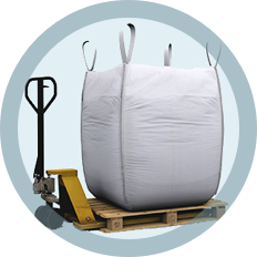 2000 lb bag of rice in a push cart