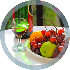 fruits and wine