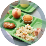 rice meal and fruits