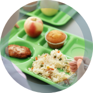 rice meal and fruits