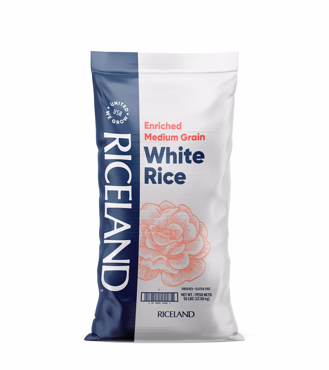 a sack of Riceland medium grain white rice