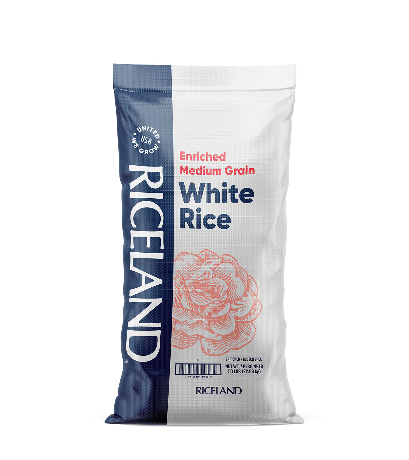 a sack of Riceland medium grain white rice