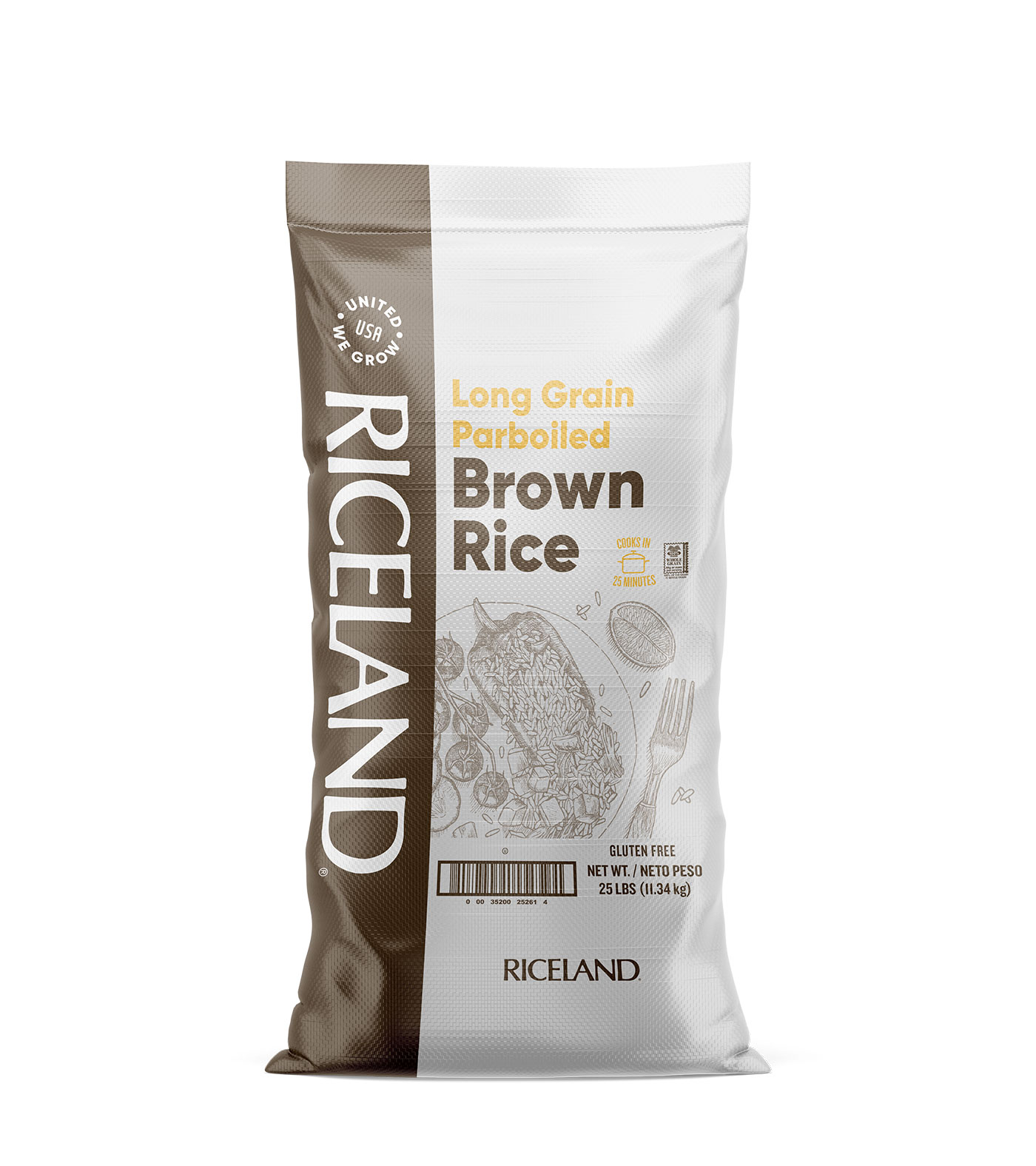 a sack of Riceland Parboiled Brown Rice