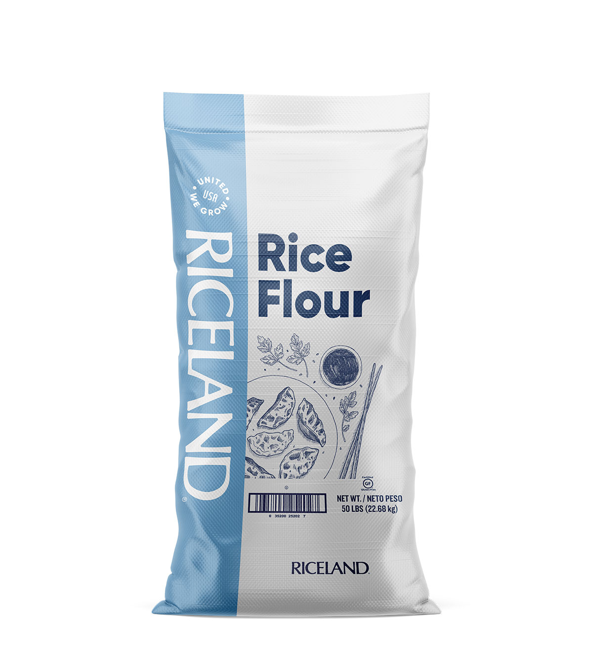 a sack of Riceland Rice Flour