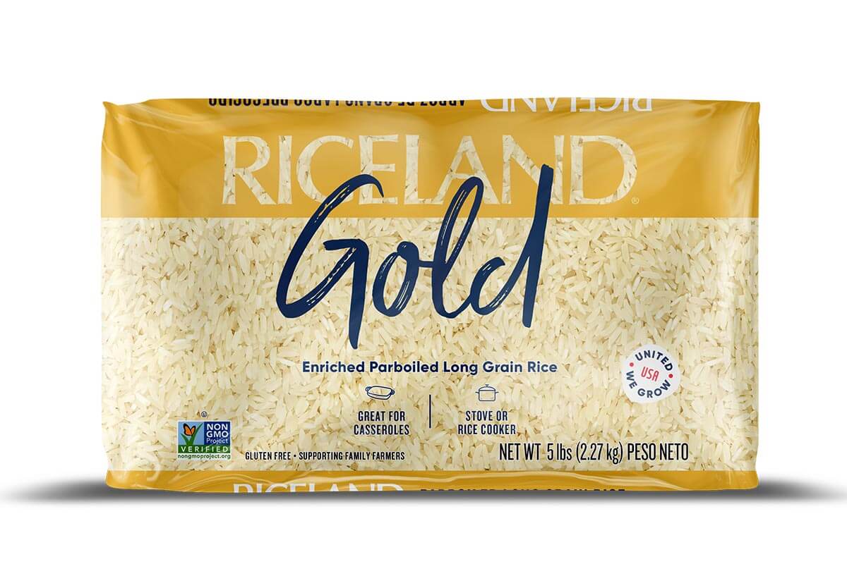 a bag of riceland gold long grain rice