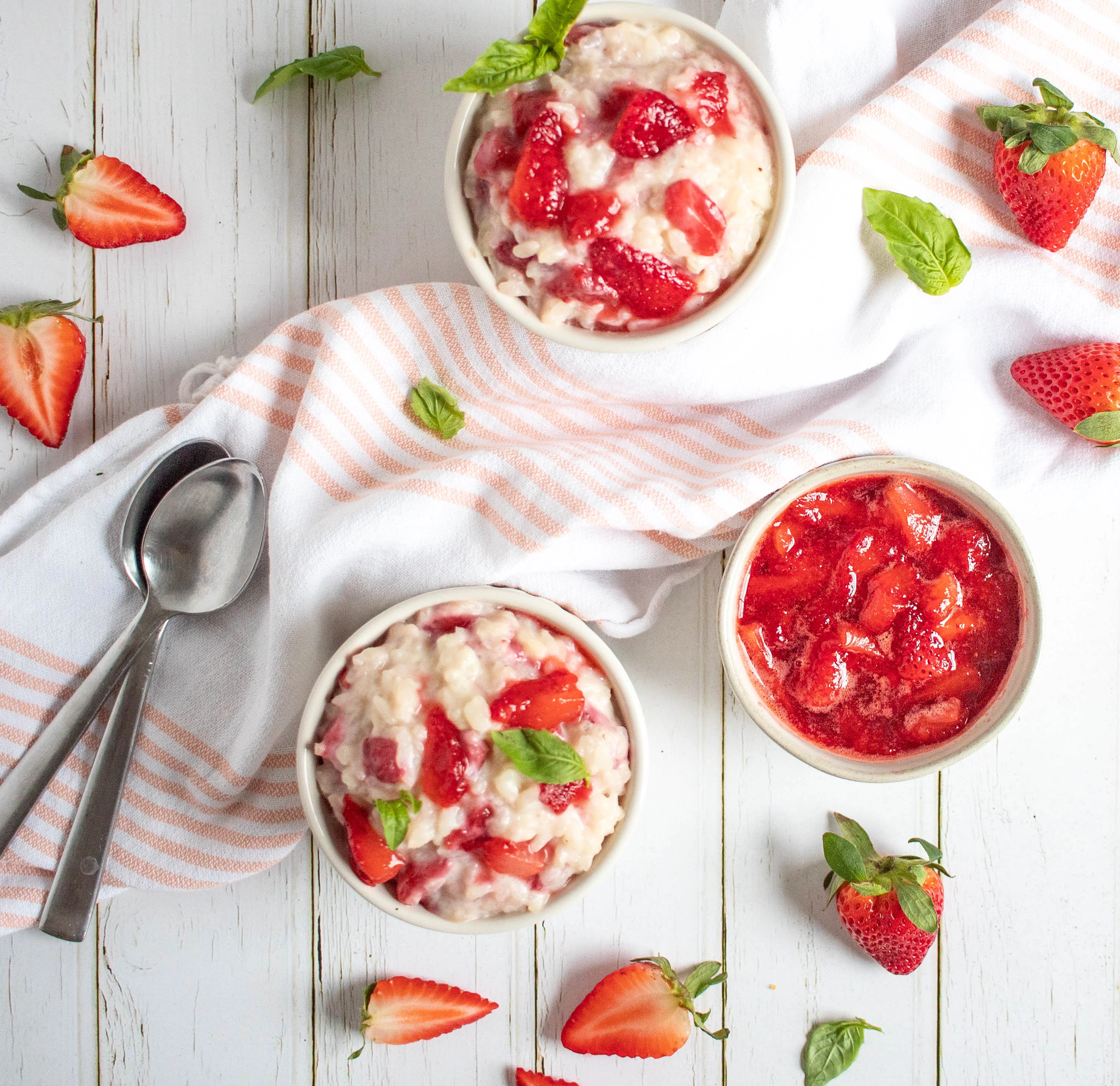 Strawberry Basil Rice Pudding dessert