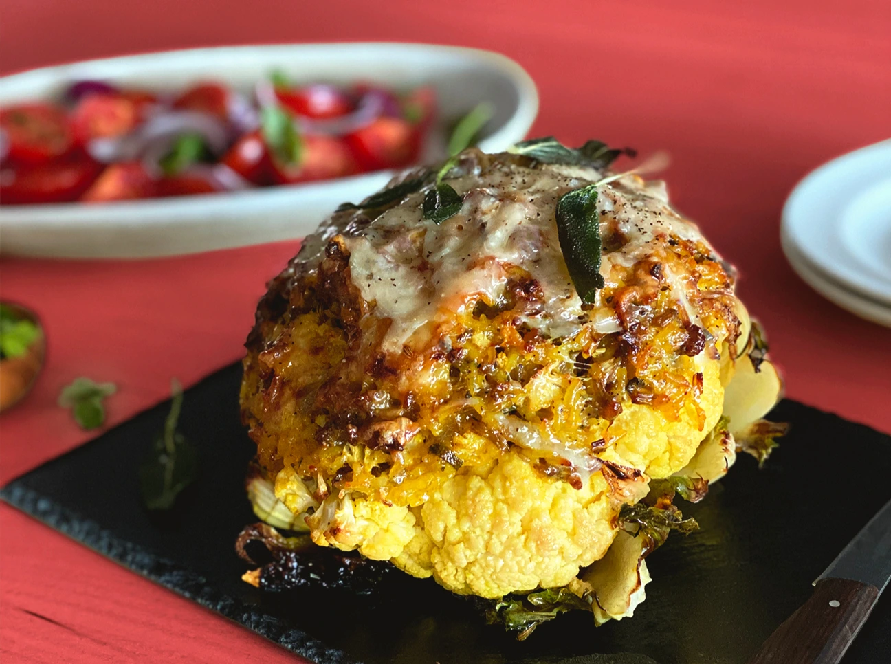 Sausage & Cheesy Rice Stuffed Cauliflower