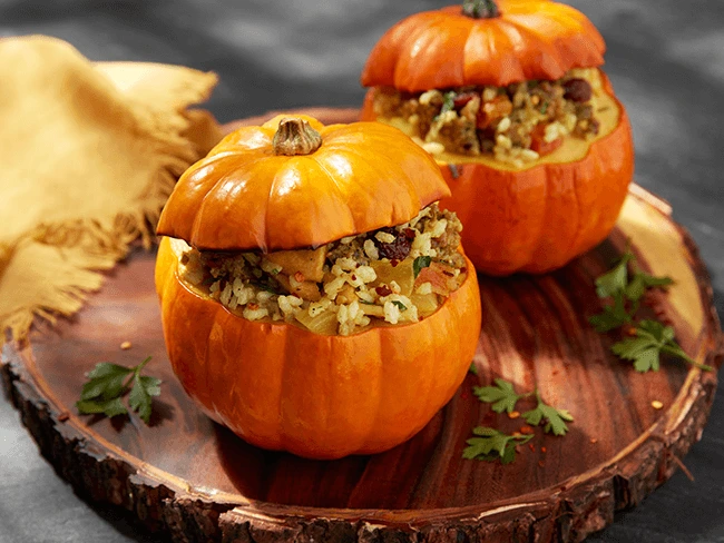 Roasted Rice Stuffed Sugar Pumpkins dish