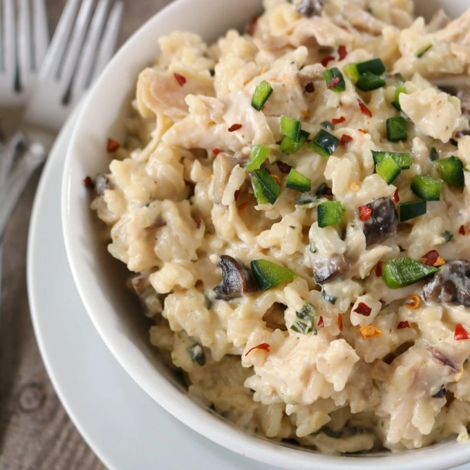 Creamy Poblano Chicken and Rice dish