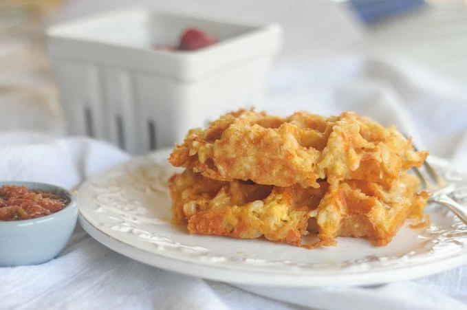 Cheesy Rice Waffles dish