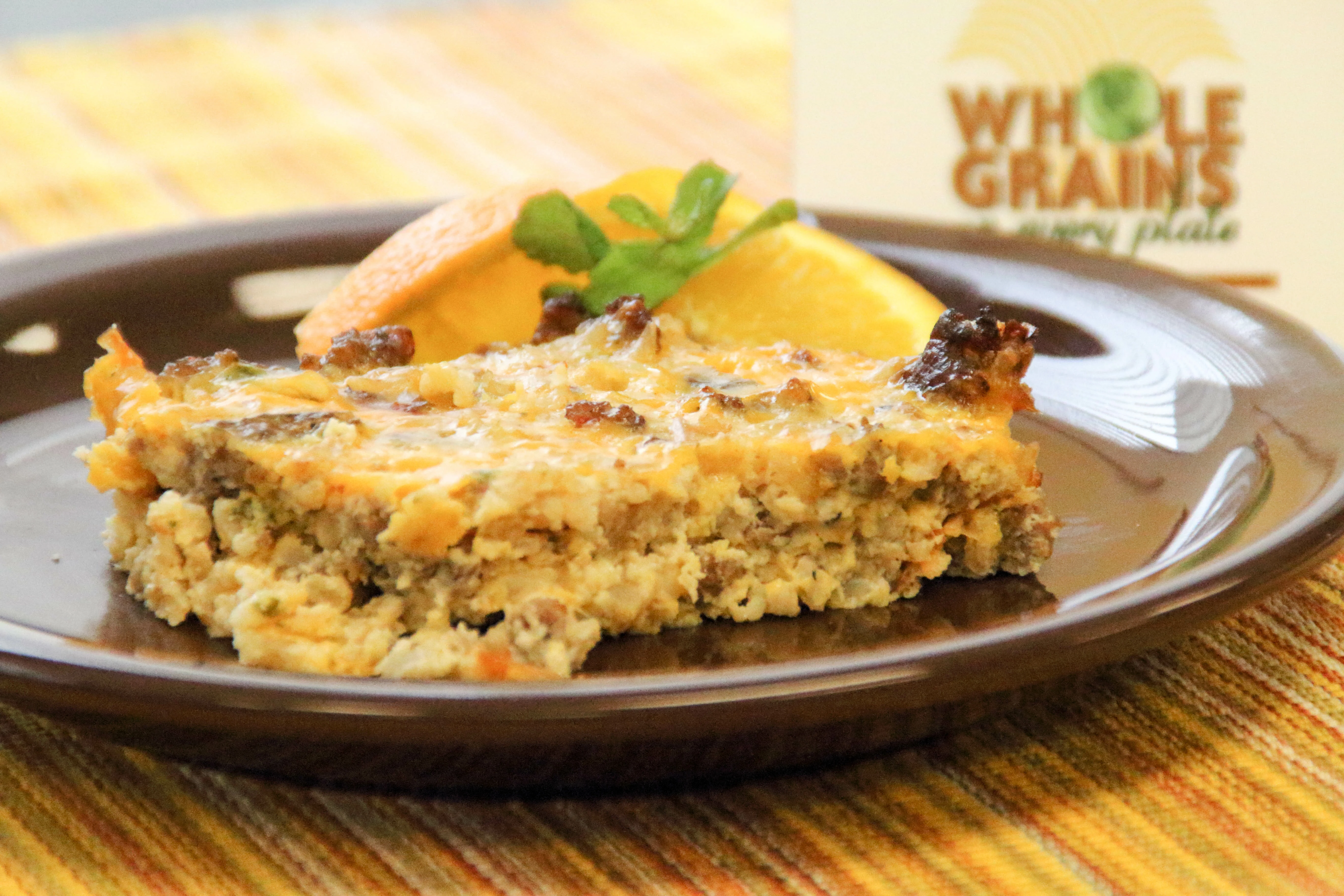 Brown Rice, Sausage and Egg Casserole dish