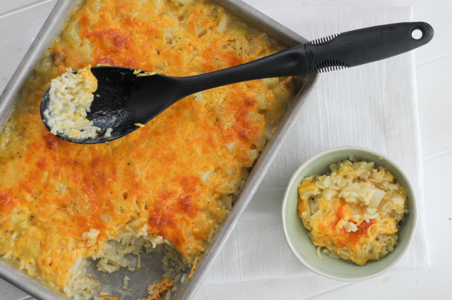 Cheesy Fried Potatoes and Rice dish