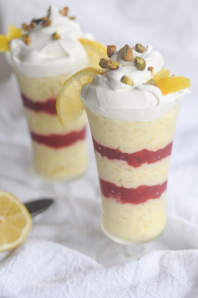 Quick Strawberry Lemonade Rice Pudding Parfait dessert