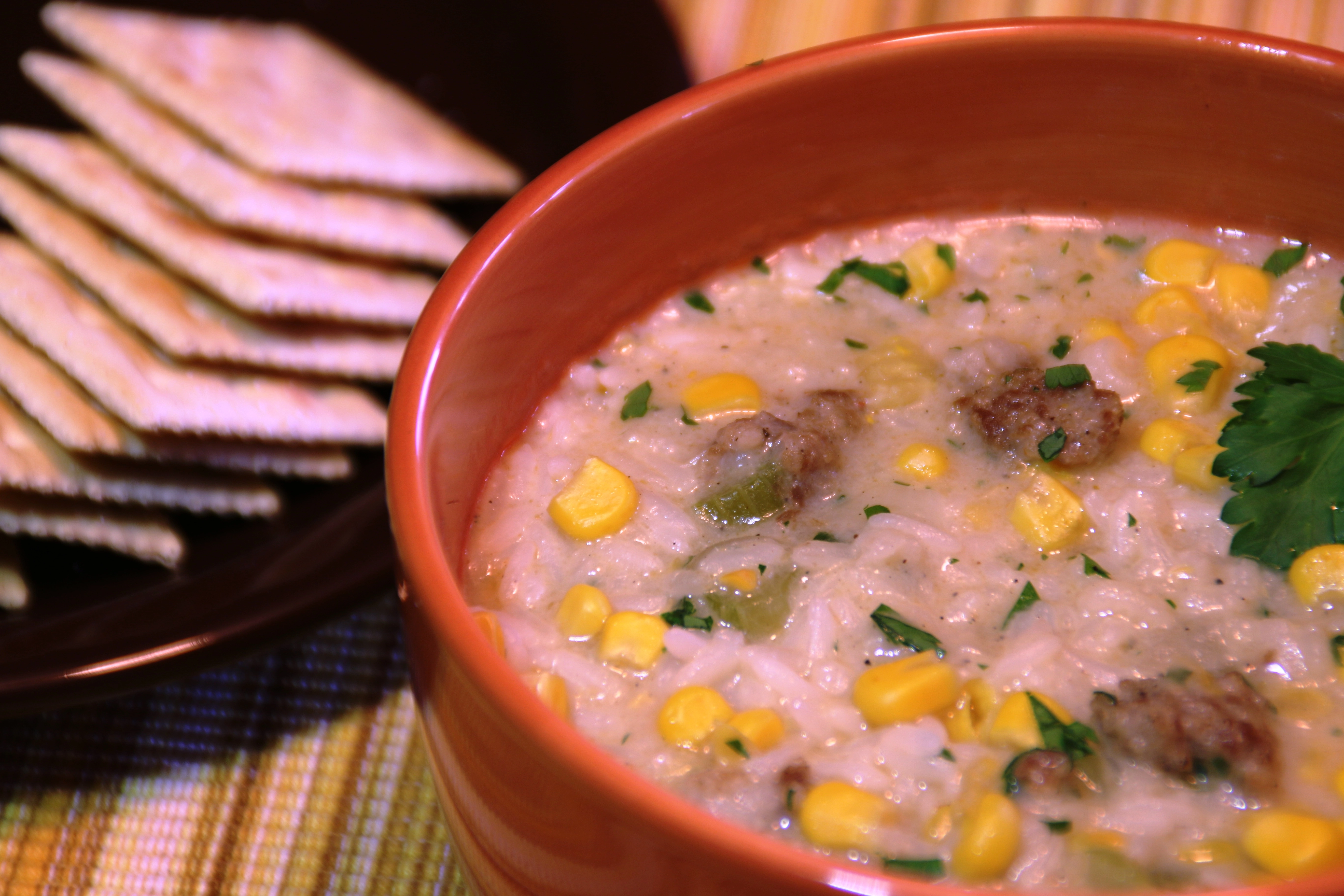 Sausage, Corn & Rice Chowder appetizer