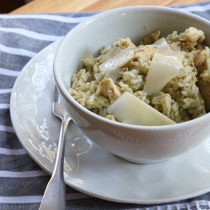 Lemon Pesto Rice with Chicken dish
