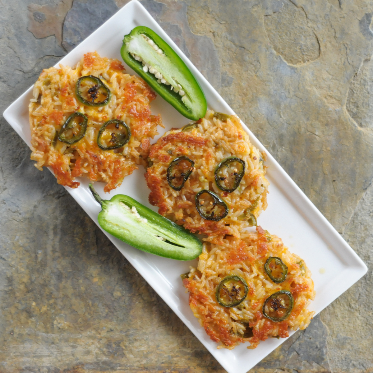 Jalapeno Cheddar Rice Cakes dish