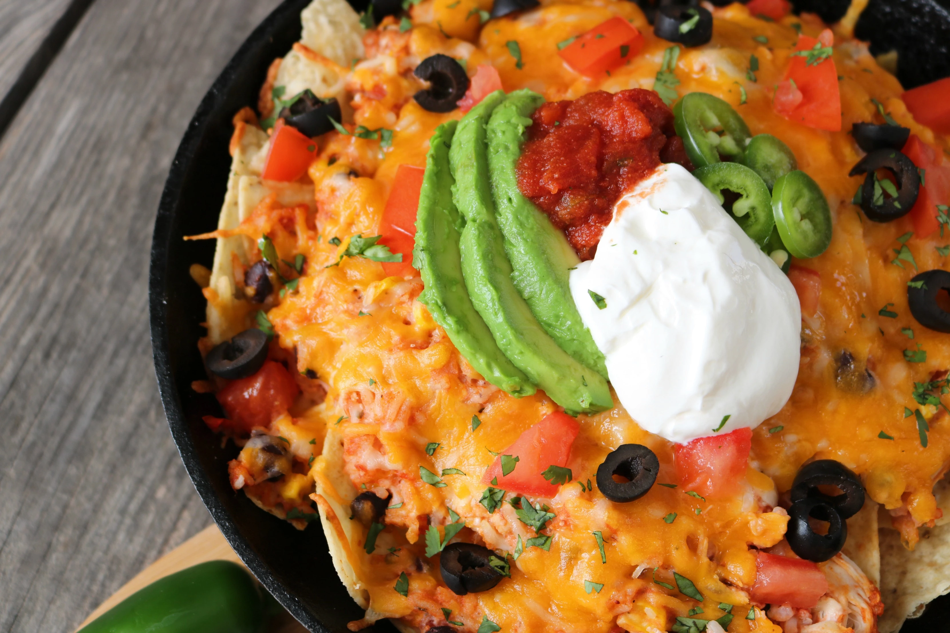 Leftover Turkey and Cheesy Rice Skillet Nachos dish