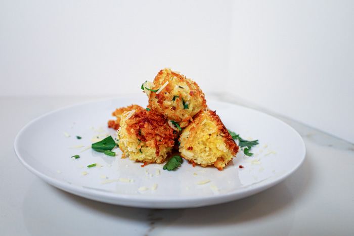 Rice Balls Stuffed with Fontina Cheese dish