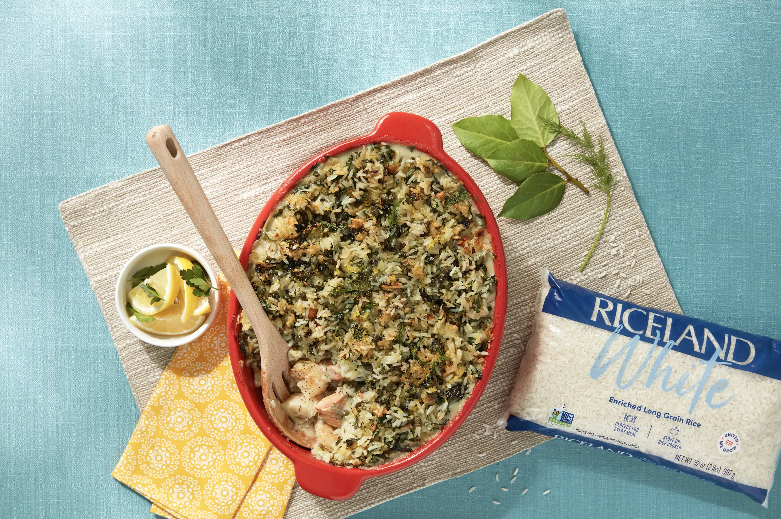 Crispy Rice Fish Bake dish