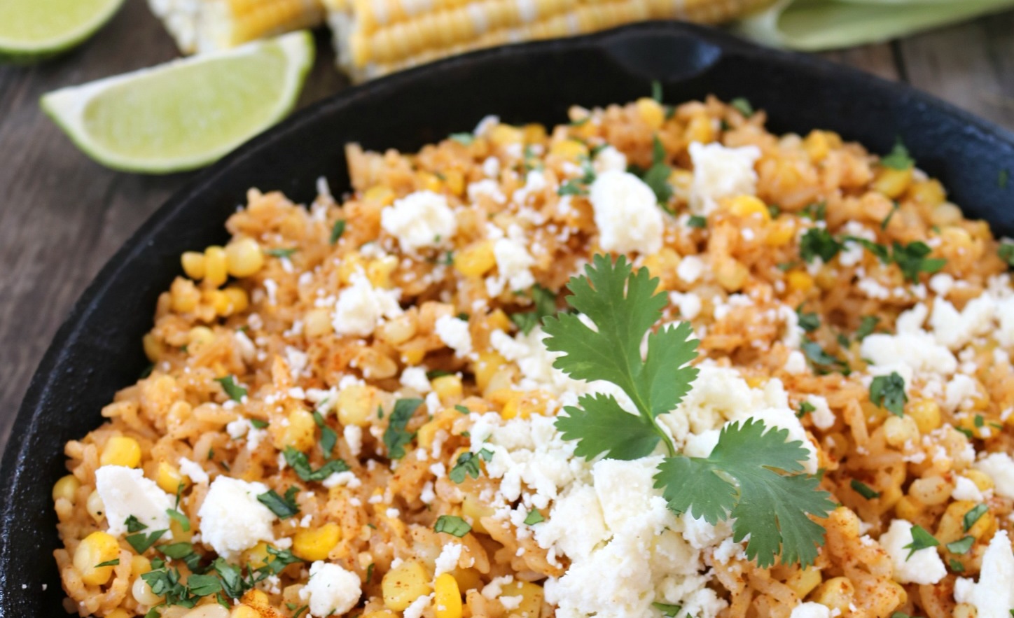 Mexican Street Corn and Rice Skillet dish