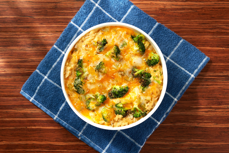 A bowl of food on a blue napkinAI-generated content may be incorrect., Picture