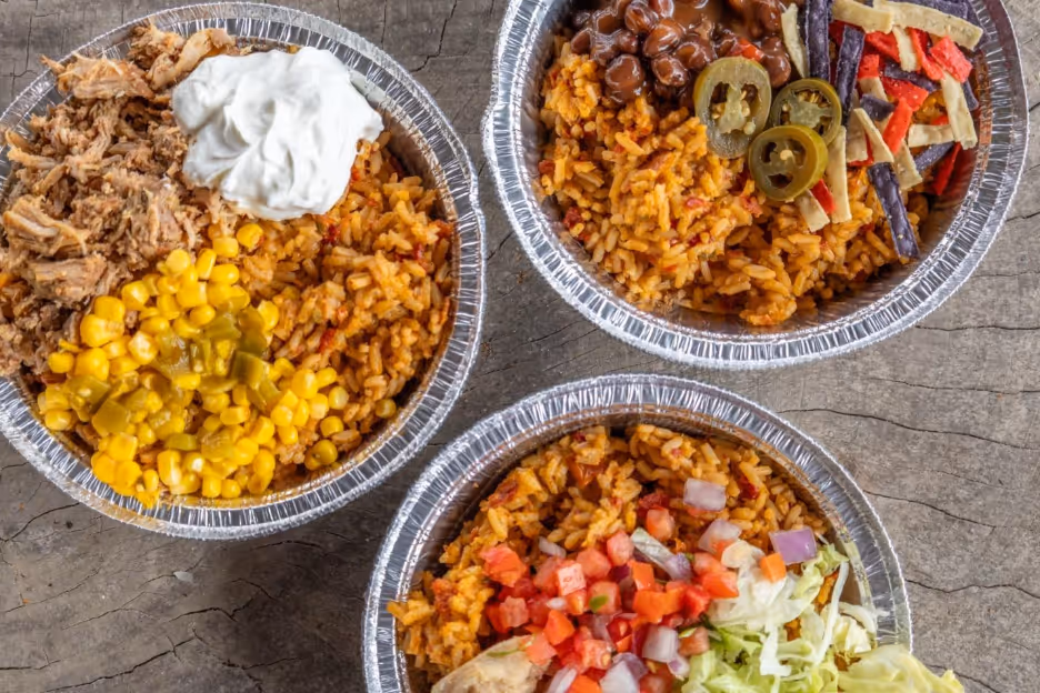 A group of bowls of foodAI-generated content may be incorrect.