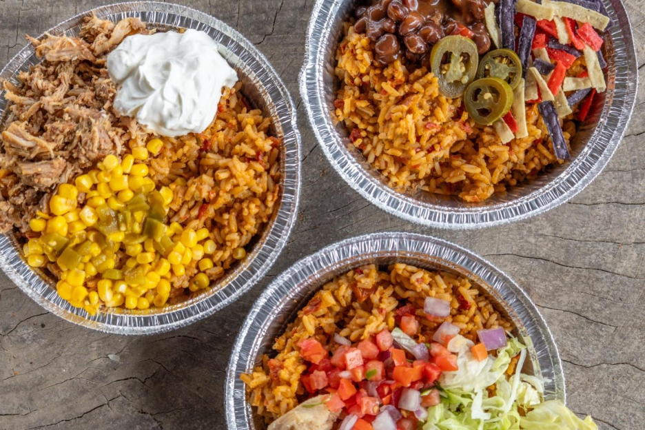 A group of bowls of foodAI-generated content may be incorrect.