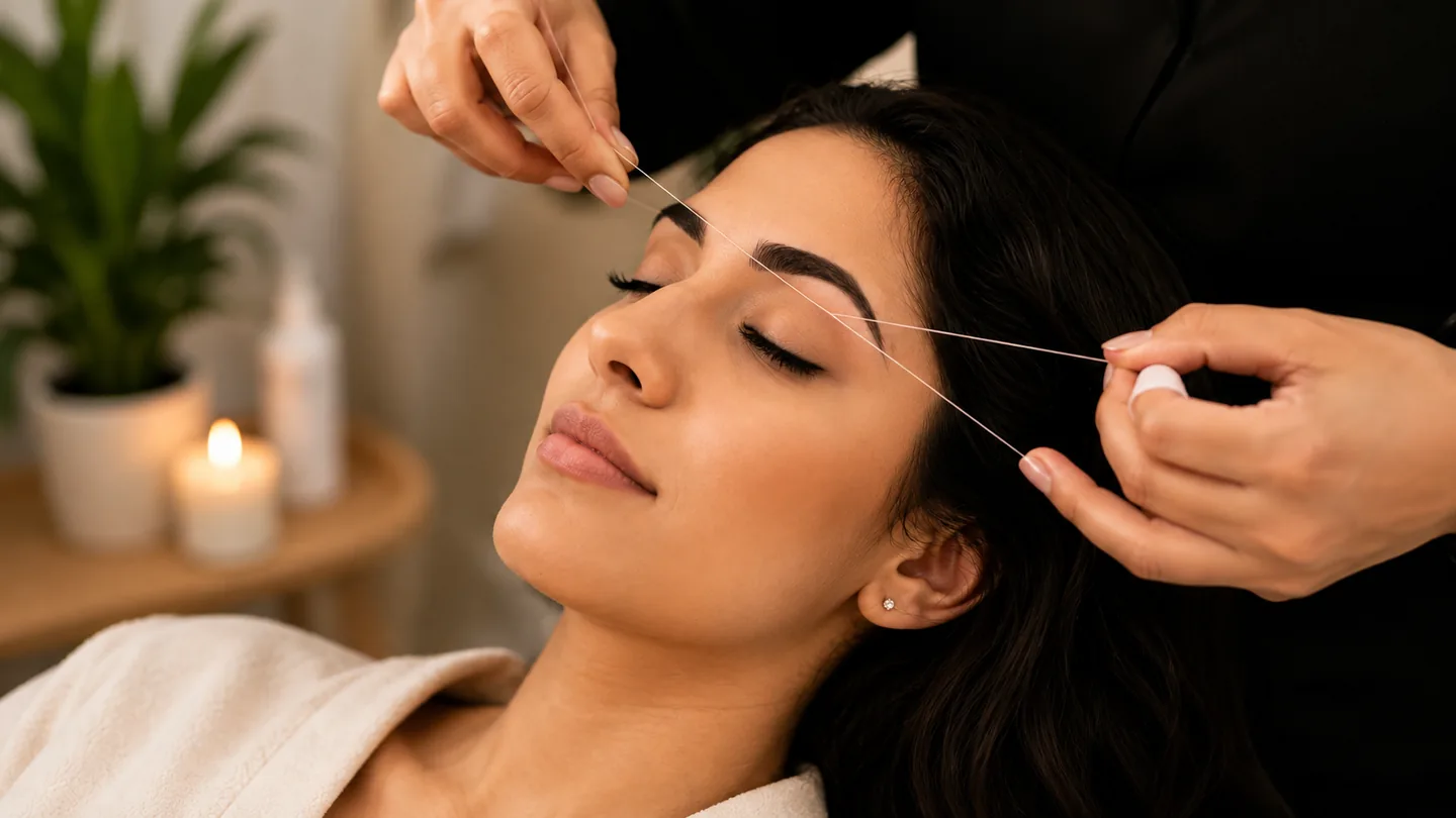 Eyebrow threading service at Ethereal of Padma