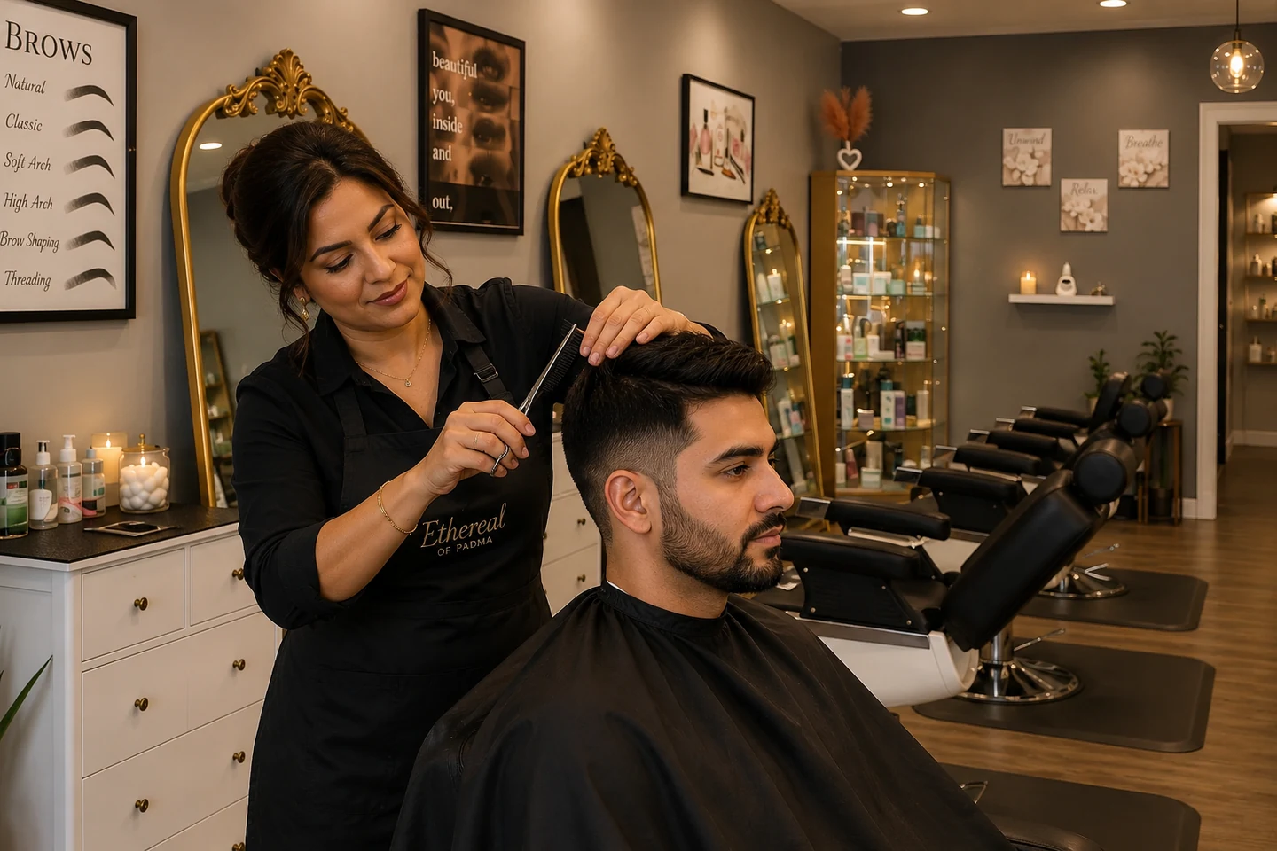 Professional hair styling at Ethereal of Padma in Mechanicsburg, PA
