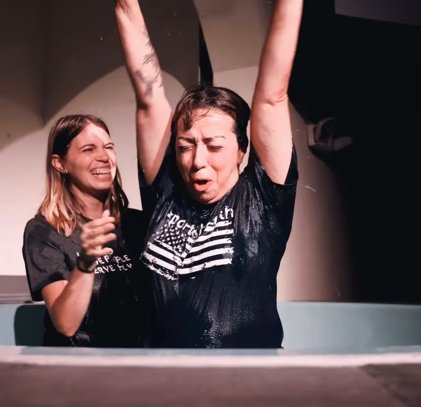 Barbara getting baptized 