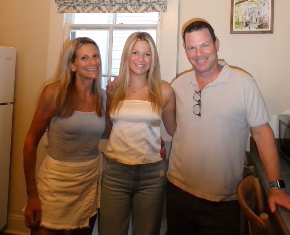 Craig in the kitchen with his daughter and wife