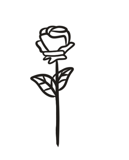A simple line illustration of a rose