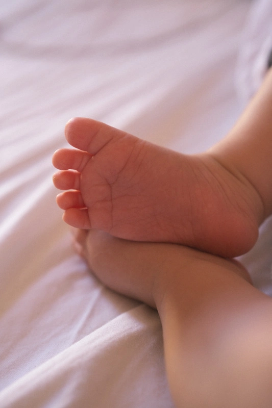 Close up of newborn baby feet