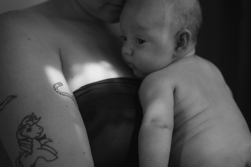 A mother and her child skin to skin