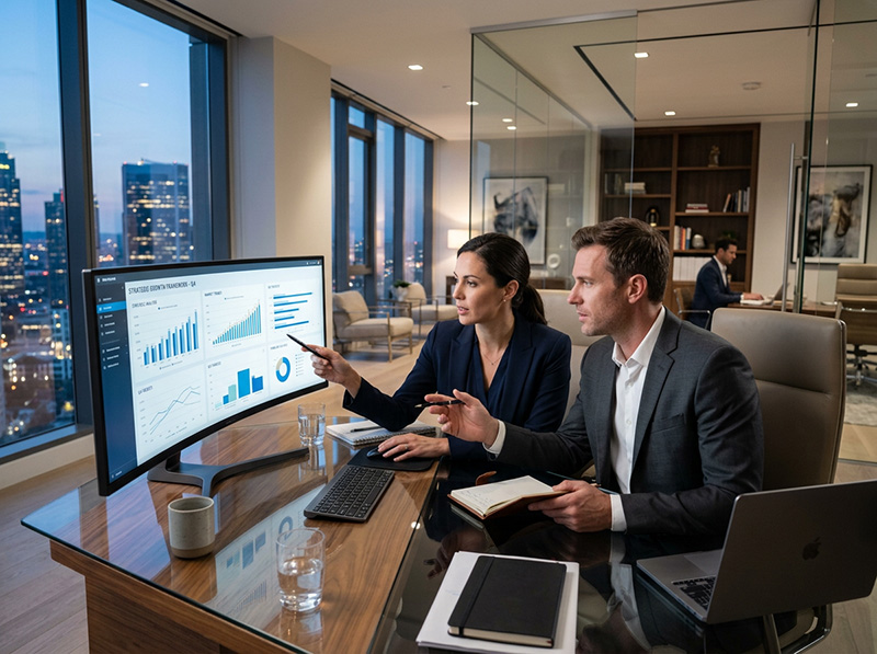 Beautiful Blone Wooman with black luxury leather handbag