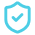 Blue shield icon with a checkmark symbolizing security or protection.