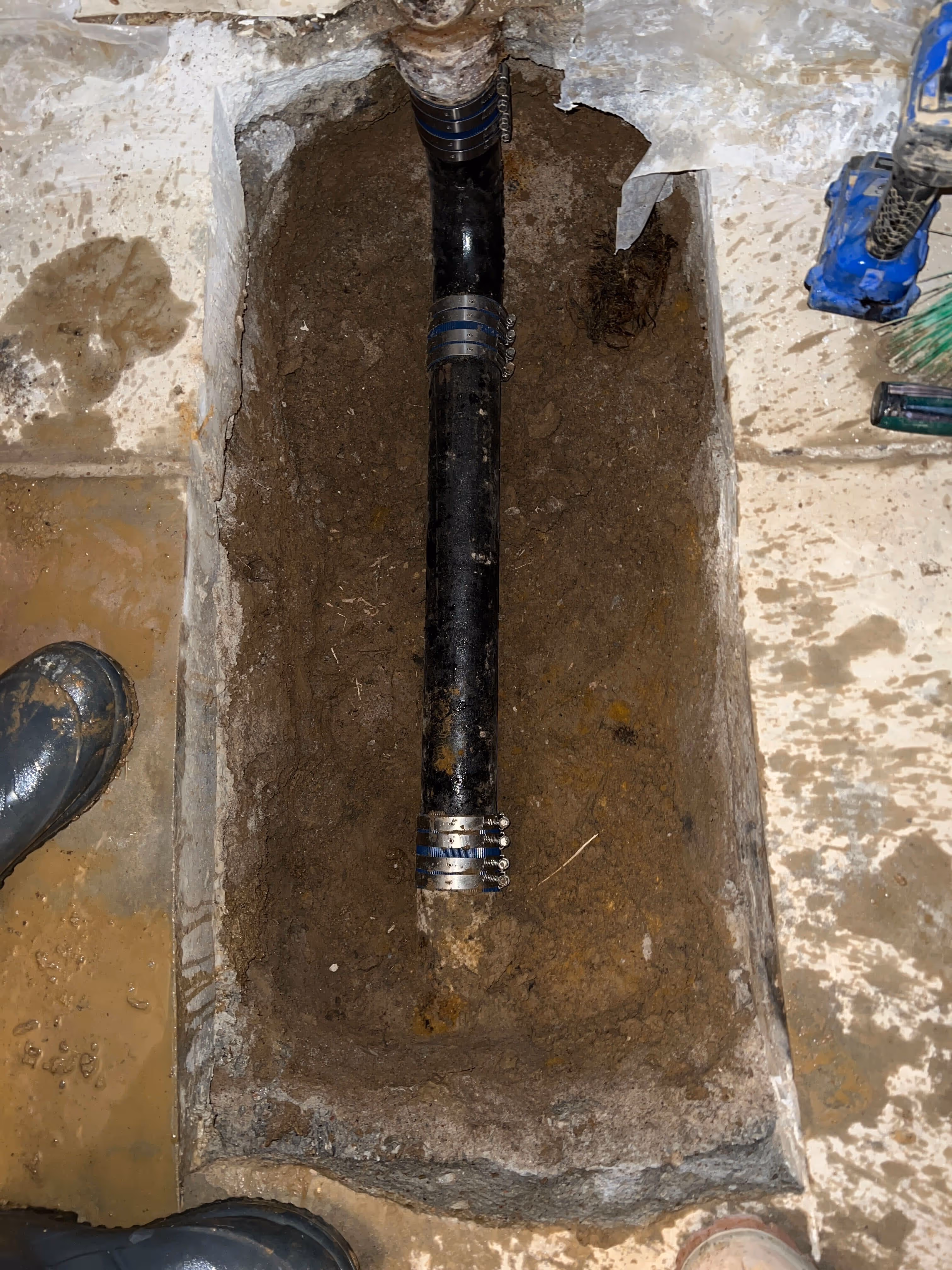 New PVC drains under slab