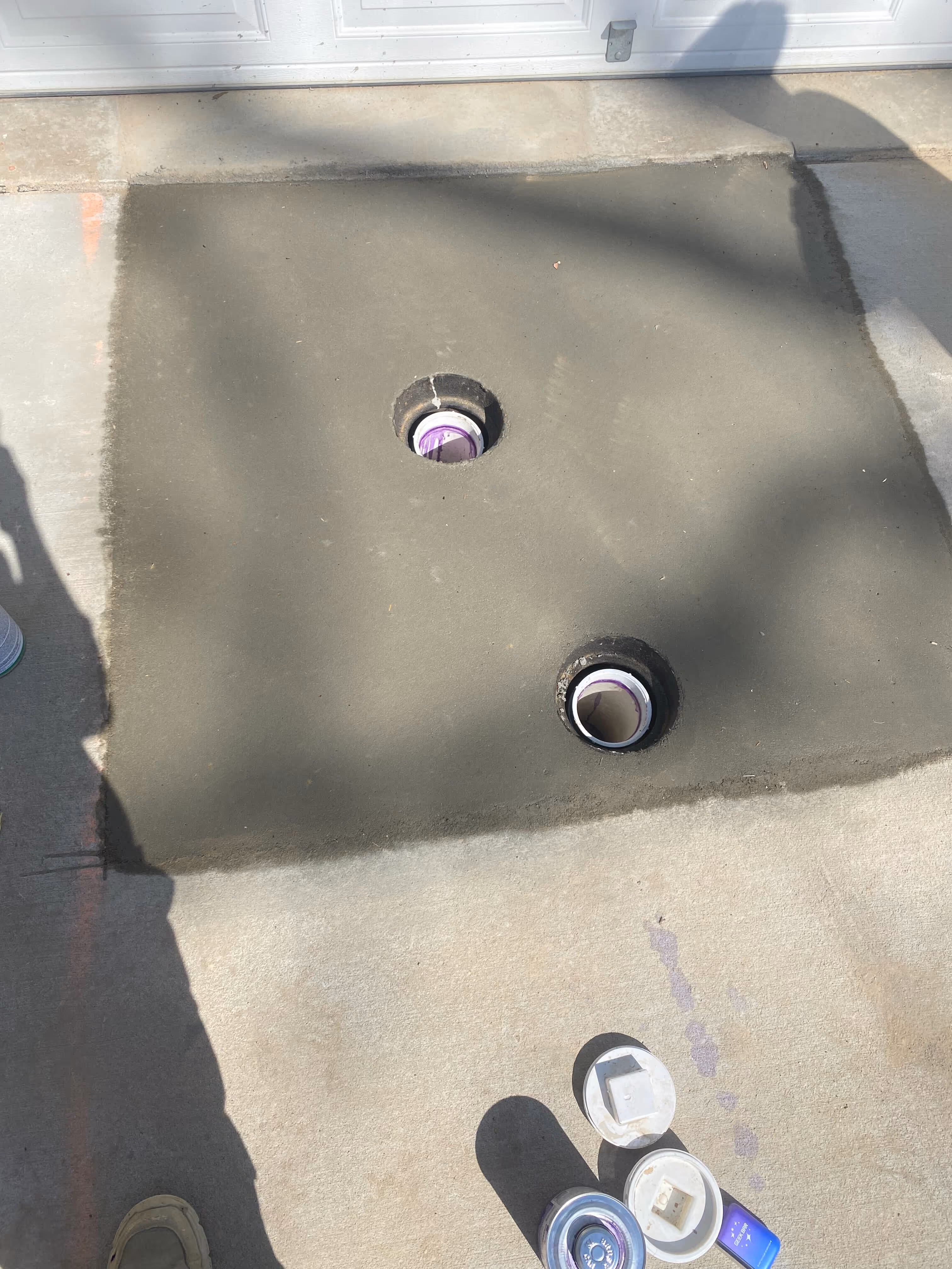 Concrete sidewalk poured back after sewer line replacement