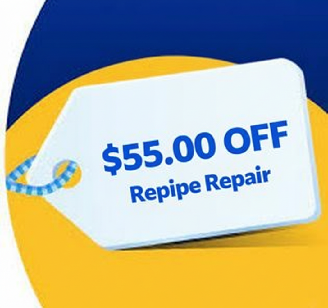 $55 off repipe repair coupon
