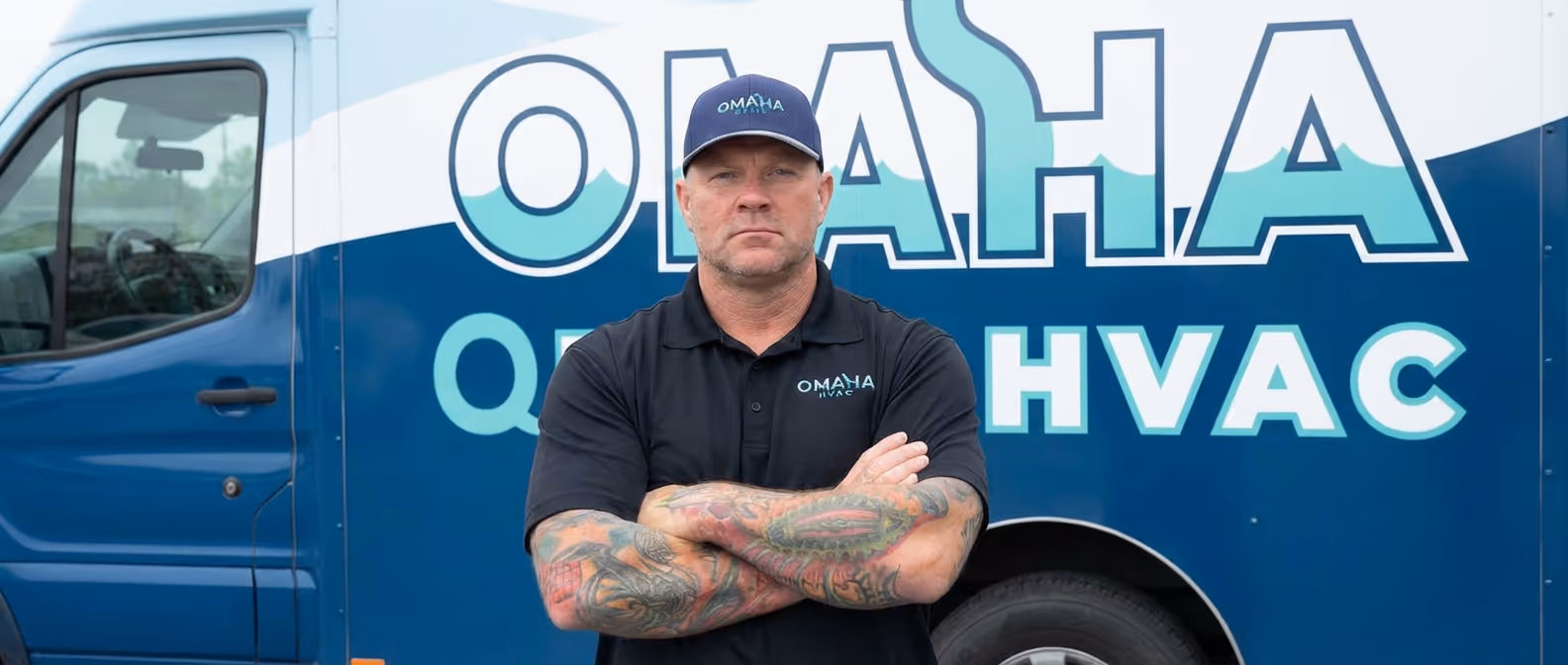 HVAC service technician at work