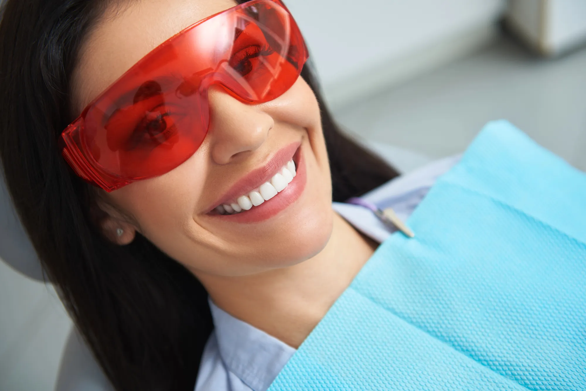 Woman after undergoing teeth cleaning randolph nj