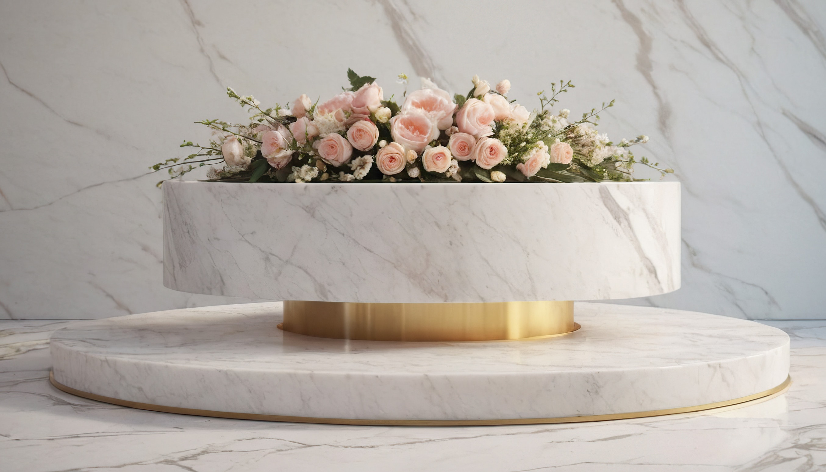 Un portafiori complesso in marmo, che si distingue per il design e la grandezza.