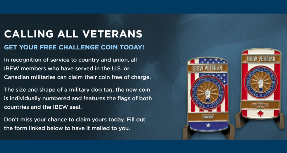 Order your IBEW Veteran Challenge Coin!