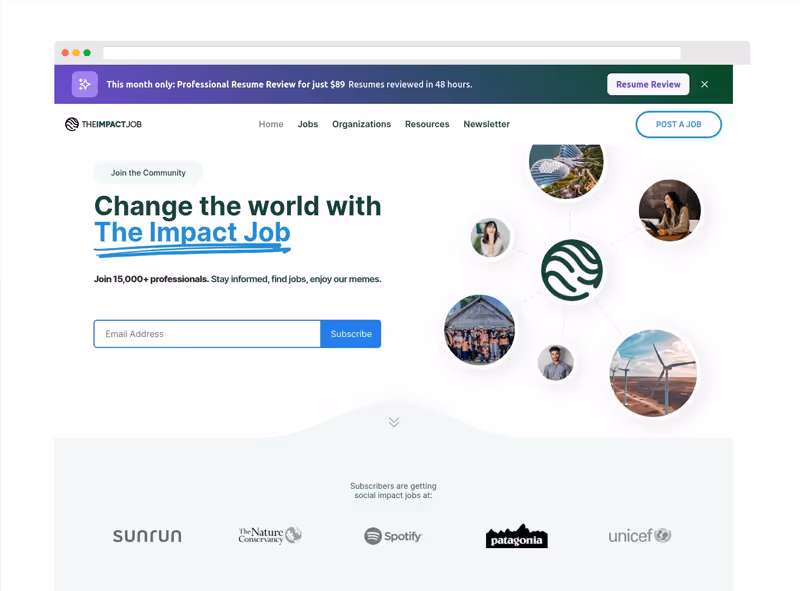 Hero section mockup for The Impact Job